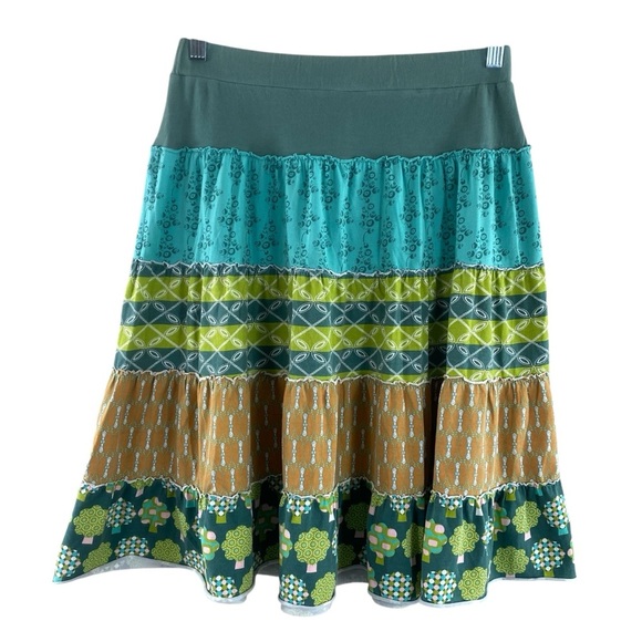 Matilda Jane Blue Boho Floral Midi A-Line Skirt with Tiered Design Sz S - Picture 1 of 10